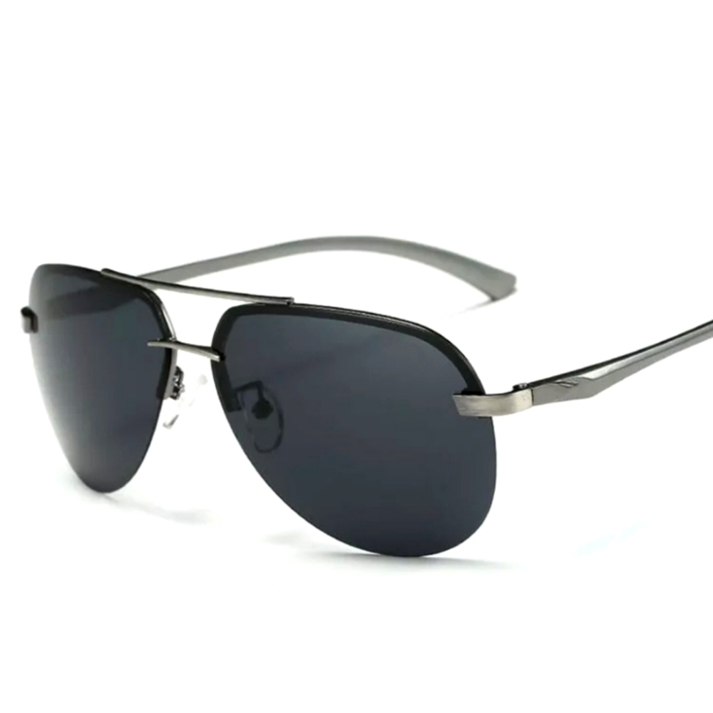 NWOT | Rimless Aviator Polarized Sunglasses | Unisex | Black & Gunmetal
